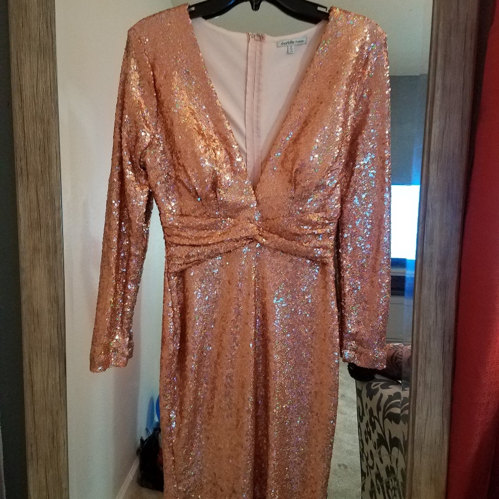 Charlotte Russe rose gold mini dress